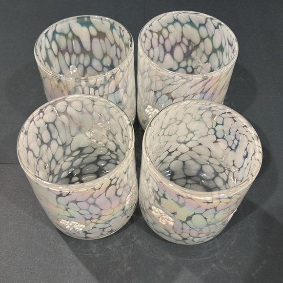 Anthropologie Icon Juice Glass: Confetti Snowflake Iridescent Set of 4 - Picture 2 of 5